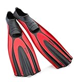 Mares Superchannel Full Foot Scuba Fins, 3.5/4.5, Red