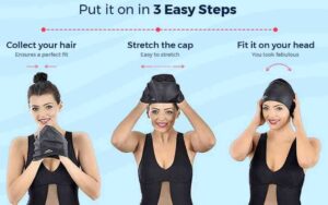 3 steps to put on a swim cap with long hair
